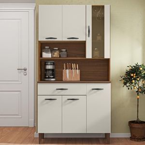 Armário De Cozinha Compacta 6 Portas 1 Gaveta Golden Nogueira-off White