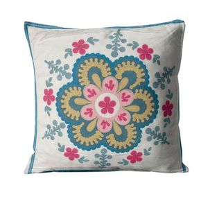 Capa P/ Almofada Bordada 43x43cm - Cap0064 - Azul/verde