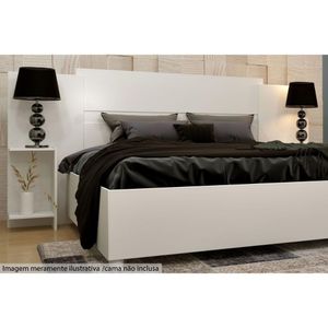 Painel Cama Box Madeirado Casal Queen Arizona Com 2 Mesas E Prateleiras Branco Neve Tcil Móveis