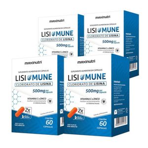 Kit 4 Lisimune Lisina Vitamina C Zinco Maxinutri 60 Capsulas