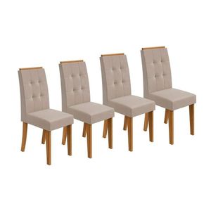 Kit 4 Cadeiras Sala Jantar Celebrare 4 Un Amêndoa Suede Creme Lopas