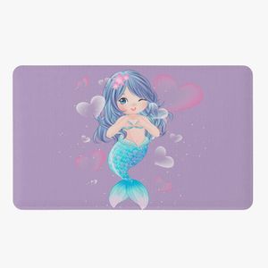 Tapete Para Quarto Infantil Estampado Sereia 60cm X 40cm Base Antiderrapante