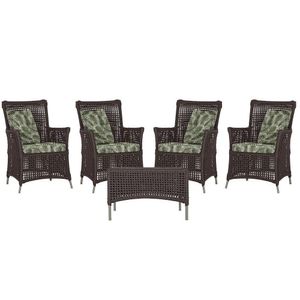 4 Poltronas E 1 Mesa Igapó Alumínio Fendi Corda Náutica E5 Marrom