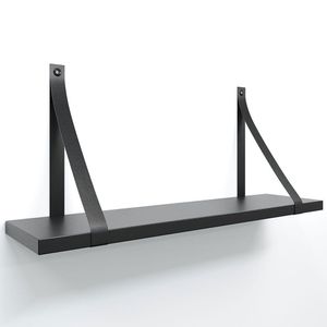 Prateleira Em Mdf Preto 50x15cm Com Alça Cor Preto