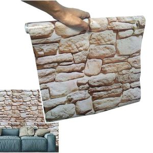 Papel De Parede Pedras Marrom Autoadesivo Fosco Vinil