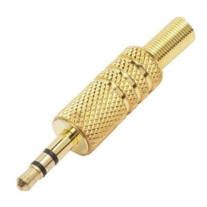 Plug P2 Stereo Metal Gold Com Mola - Áudio de Qualidade