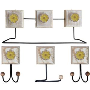 Kit Banheiro Com 2 Toalheiros Duplos + Porta Papel Higiênico + Toalheiro Rustico Artesanal Cor Amarelo