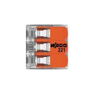 3 Conectores Emenda 4mm 3 Polos 221-413 - Wago