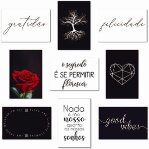 Kit Placas Quadros Decorativos 9 peças MDF 20x30 Gratidão