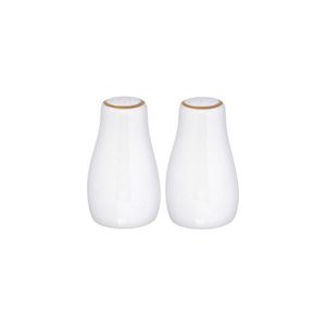 Saleiro E Pimenteiro Em Porcelana Royal Branco Com 2 Peças Haüskraft