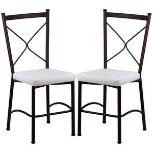 2 Cadeira Buffet Em Alumínio Para Cozinha, Restaurante, Marrom Com Branco