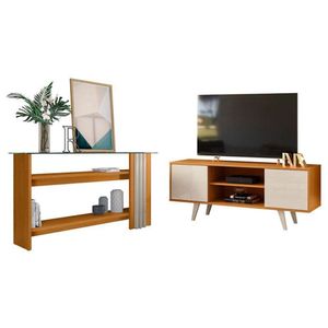 Rack Bancada Lisboa Com Aparador Frizz Cinamomo Off White - Madetec