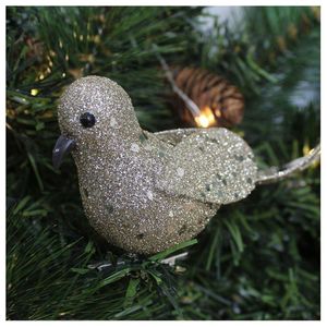 Kit 2 Enfeite Decoração árvore Natal Pomba Dourada Natalina 16cm