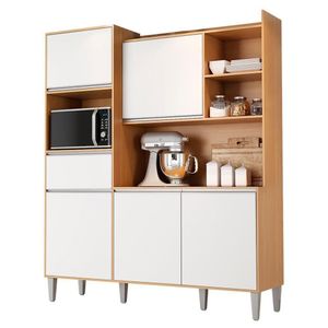 Cozinha Compacta Isabel 5 Portas E 1 Gaveta Amêndoa-branco - Ajl Móveis Amêndoa-branco