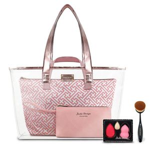 Kit Bolsa 3pcs, Esponja 3pcs, Pincel Escova - Dourado Rosa