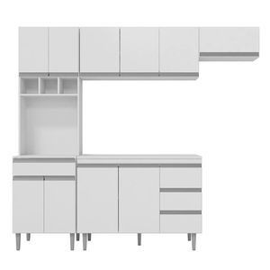 Cozinha Modulada Andréia 5 Peças 240cm Branco - Ajl Móveis Branco