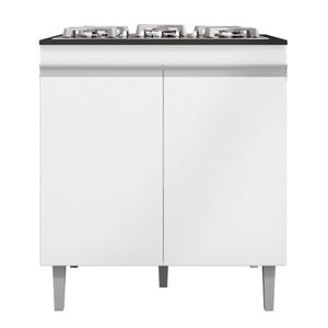 Balcão Cooktop Andréia 79cm Com 2 Portas Branco - Ajl Móveis Branco