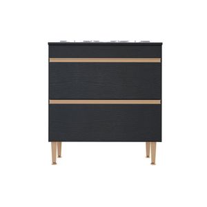 Balcão Cooktop Cozinha Sabrina 2 Gaveta 80cm Mdp Menu Móveis Preto