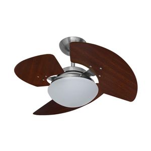 Ventilador De Teto Tron Aventador Stilo 3 Pás Tabaco - Aço Escovado 220v