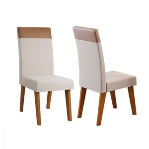 Kit 2 Cadeiras De Jantar Veneza Natural Tecido Linho Viero Linho Bronze Durango