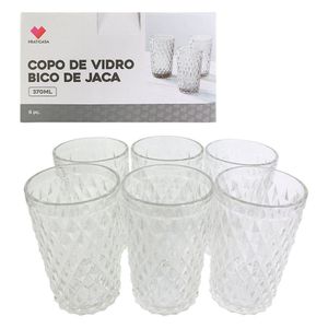 Conjunto 6 Copos De Vidro Bico De Jaca 370ml