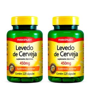 Kit 02 Levedo De Cerveja 450mg Maxinutri 120 Capsulas