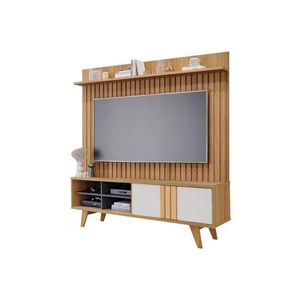 Estante P- Sala Até 70 Pol Paraty-trend Ripado 100% Mdf C- 1 Porta 180x127cm Nature-off White - Permóbili