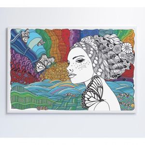 Quadro Mulher Gravura 90x60 Cm Tecido Canvas