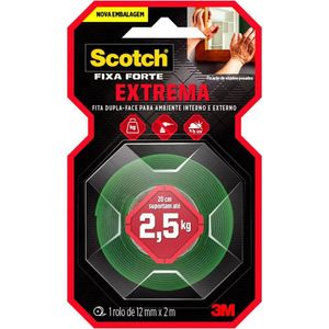 Fita Dupla Face Fixa Forte 12mmx2m Scotch 3m