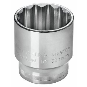 Soquete Estriado 19 Mm Encaixe 1-2" Tramontina Em Aço Cromo Vanadio Com Acabamento Cromado