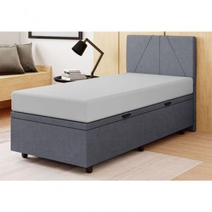 Base Cama Box Baú Solteiro Veludo Skybox Cinza