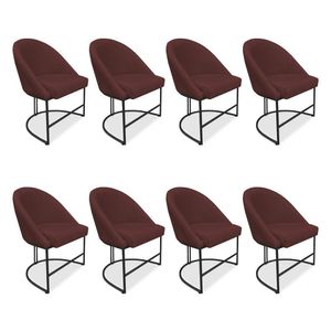 Kit 08 Cadeiras Poltrona De Jantar Bela Suede Marsala Base Metálica Industrial Preto - Pallazio