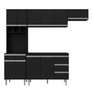Cozinha Modulada Andréia 5 Peças 240cm Preto - Ajl Móveis Preto