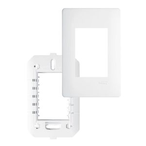 Placa Com Suporte Fame Habitat 4x2 Para 3 Módulos Horizontais Branco