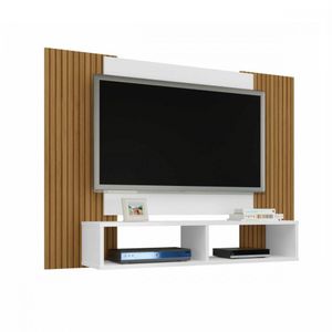 Painel Para Tv Até 48 Polegadas Com 2 Nichos Navi Bechara Branco Com Castanho
