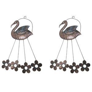 Sino Dos Ventos Flamingo Flores Cisne Kit 2 Unidades Quintal Jardim Decoraçao Varanda Enfeite Relaxante Som Suave
