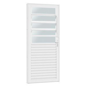 Porta De Aço Mista Laminada Basculante Light 83x215 R50 Abertura Esquerda