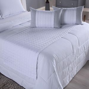 Kit Peseira Copacabana 5 Peças Queen Percal 300 Fios Acompanha Almofadas Cheias 100% Poliéster - Branco