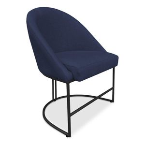 Cadeira Poltrona De Jantar Bela Veludo Azul Marinho Base Metálica Industrial Preto - Pallazio