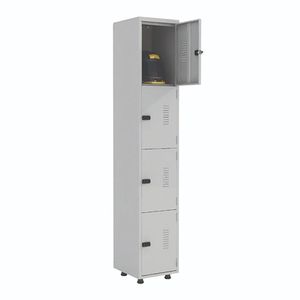 Armário Roupeiro Aço 4 Portas Academia Guarda Volume Ea701 Cinza