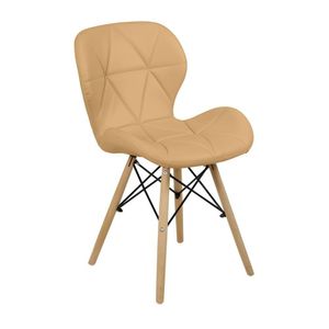 Cadeira Charles Eames Eiffel Slim Wood Estofada - Nude Escuro