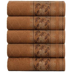 Kit 5 Toalhas De Banho Fio Penteado Jacquard - 70x140cm - Nice - Ferrugem