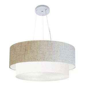 Pendente Cilíndrico Rustico Bege E Branco Mj-4082
