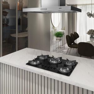 Cooktop Terim Safe Ferro Fundido 5 Bocas Tripla Chama GLP Preto Bivolt