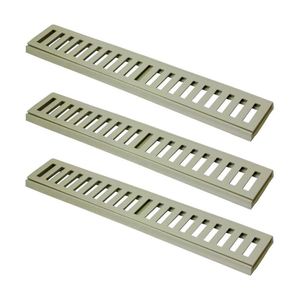 Kit 3 Ralo Grelha Linear Caixilho Em Alumínio Bege 20x50cm