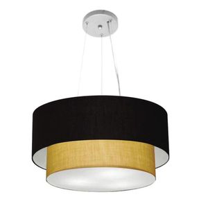 Pendente Cilíndrico Preto E Palha Mj-4370