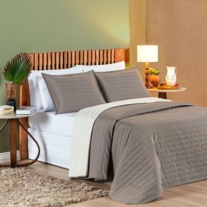 Kit Cobre Leito Double King3 Peças - Cáqui E Palha