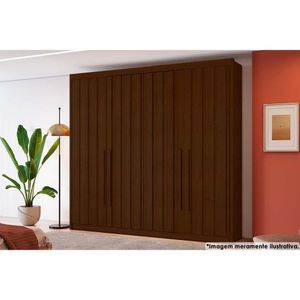 Guarda Roupa Solteiro 4 Portas Ripadas e 4 Gavetas Grécia Cacau - Conquista