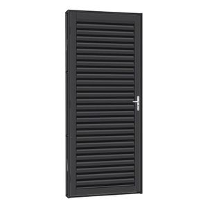 Porta De Aço Laminada Tradição 83x215 R120 Abertura Direita - Cinza