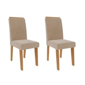 Cadeira Sala De Jantar Taís Kit 2 Un Savana-nature-suede Nude Bege